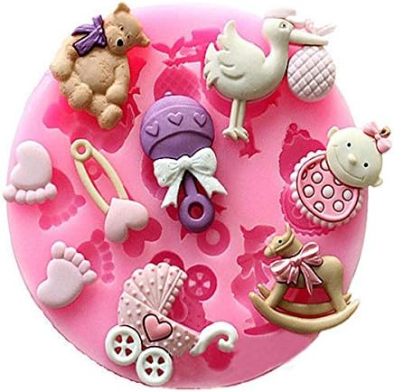 Baby Pram Bear Carrousel Silicone Mould Fondant Cake Decoration Mold candy molds fondant molds silicone mold bear cake mold baby feet mold chrismast, halloween gift