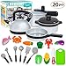 KINFAYV Pretend Play Kitchen Cooking Toy Set - 20 Pieces Pretend & Play Cooking Set Cookware Playset with Pots & Pans, Cutting Vegetables, Utensils Toys for Kids Early Age Development Educational Toy