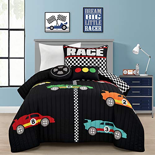 Lush Decor Racing Cars Piece Quilt Set, Twin, Black in Kuwait