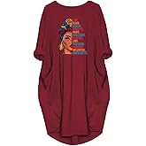 WbJetr Black Woman Beautiful Magic Printed Loose Pocket Oversize Tunic T-Shirt Dress