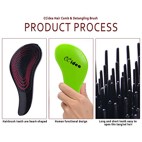CCIDEA Detangling Brush - Glide Thru Detangler Hair Comb or Brush - No More Tangle - Adults & Kids (green) - Thumbnail 4