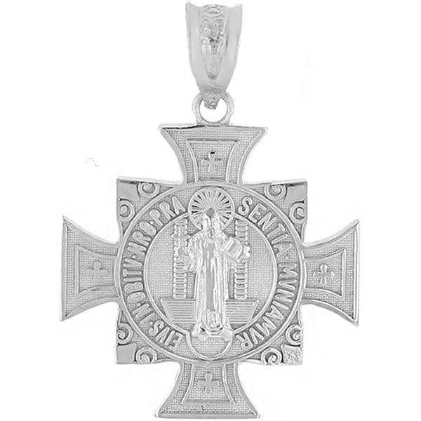 Alfred & Vincent .925 Sterling Silver Reversible 8mm St. Benedict Medal Pendant – Made In Italy