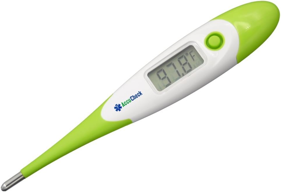 AccuCheck Clinical Quality Digital Thermometer, Super Fast Readings, Mercury Free, Infant, Child & Adult, for Home or Professional Use, May be Used for Oral, Rectal or Underarm Readings.