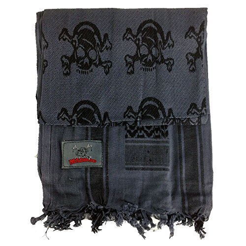 Maddog Sports Shemagh Tactical Desert Scarf - Skull & Crossbones - Grey