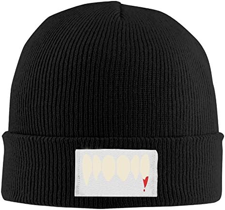 Winter Wolf Teeth Blood Animal Beanie Hats Men Black Elastic Rib Knit