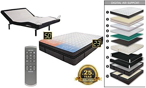 Adjustable Wireless Remote One Piece Bed Frame Base Zero Gravity and Dual Massage Electric Bed Frame with Luxury Support Dual Adjustable Digital Sleep Air Bed System Airbed Mattress Medallion S-E King