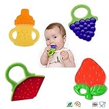 Baby-Touch. Baby Premium 4-set Silicone Teether-toys, for infant & toddler. Eco friendly, BPA free, Non-Toxic, Freezer-safe. Easy For Baby To Hold. Relieves Sore Gums, Fun Colors. Free Ebook-Gift