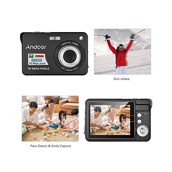Andoer Digital Camera Cheap with 1pcs Rechargeable Batteries 1080P 48M HD 8X Digital Zoom Anti-shake 2.7inch LCD Screen Compact Digital Camera for Kids Children Teenagers Beginners Holiday Photography - Image 6