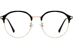 TIJN Semi Rimless Blue Light Blocking Glasses for Women Men Classic Metal Half Frame Horn Rimmed Glasses(Maine)