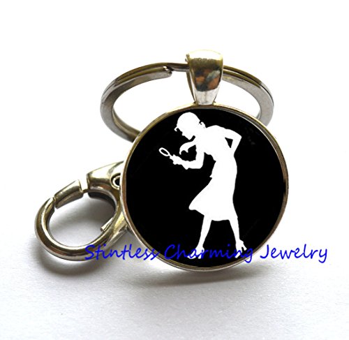 Mystery-Book-Jewelry-Black-and-White-Art-Keychain-White-Print-Glass-KeychainBook-Lover-Keychain-Word-Key-Ring-Book-Jewelry-Literary-Gifts