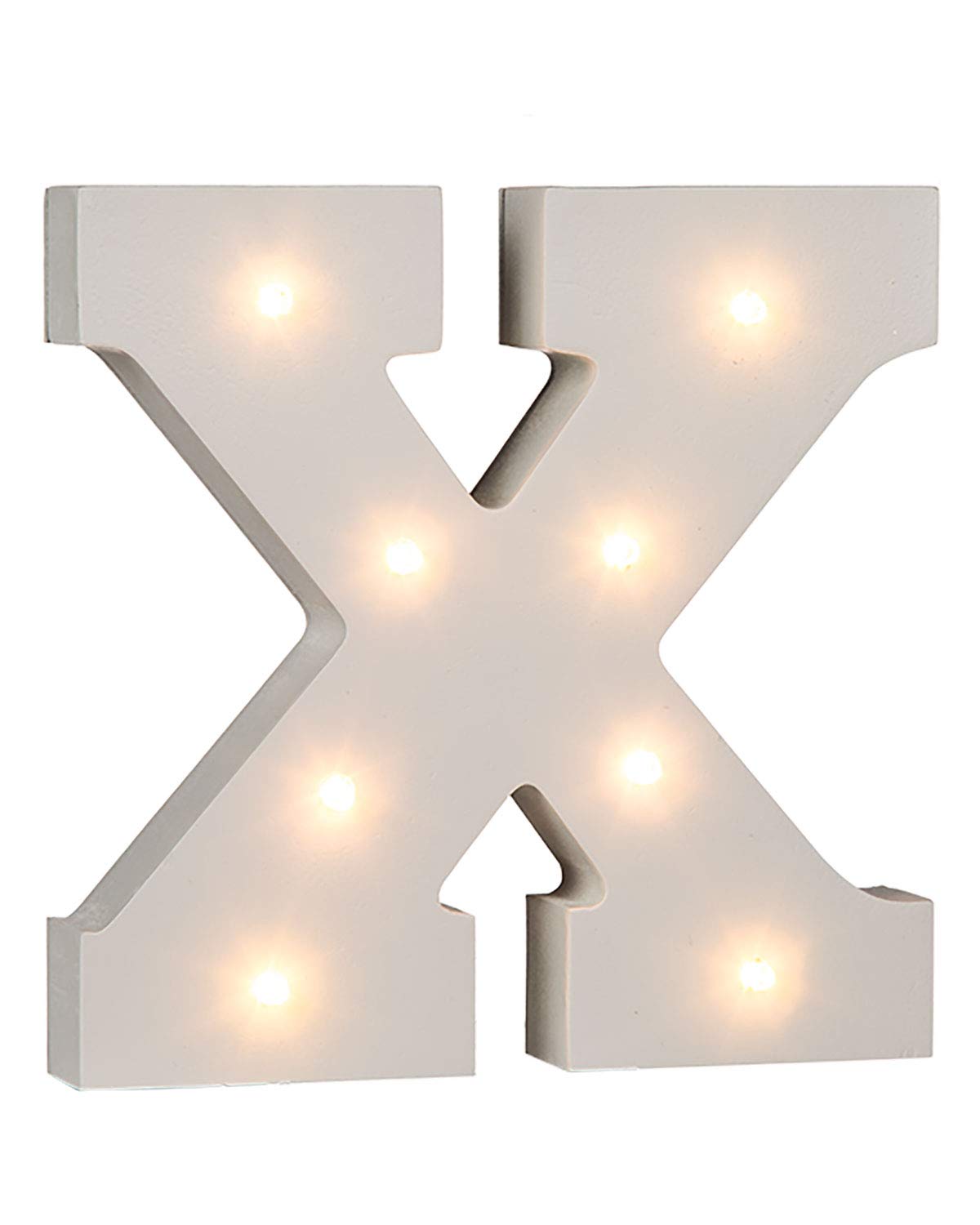 OOTB Illuminated Letter X Light with 8 LED, Wood, 1 W, White