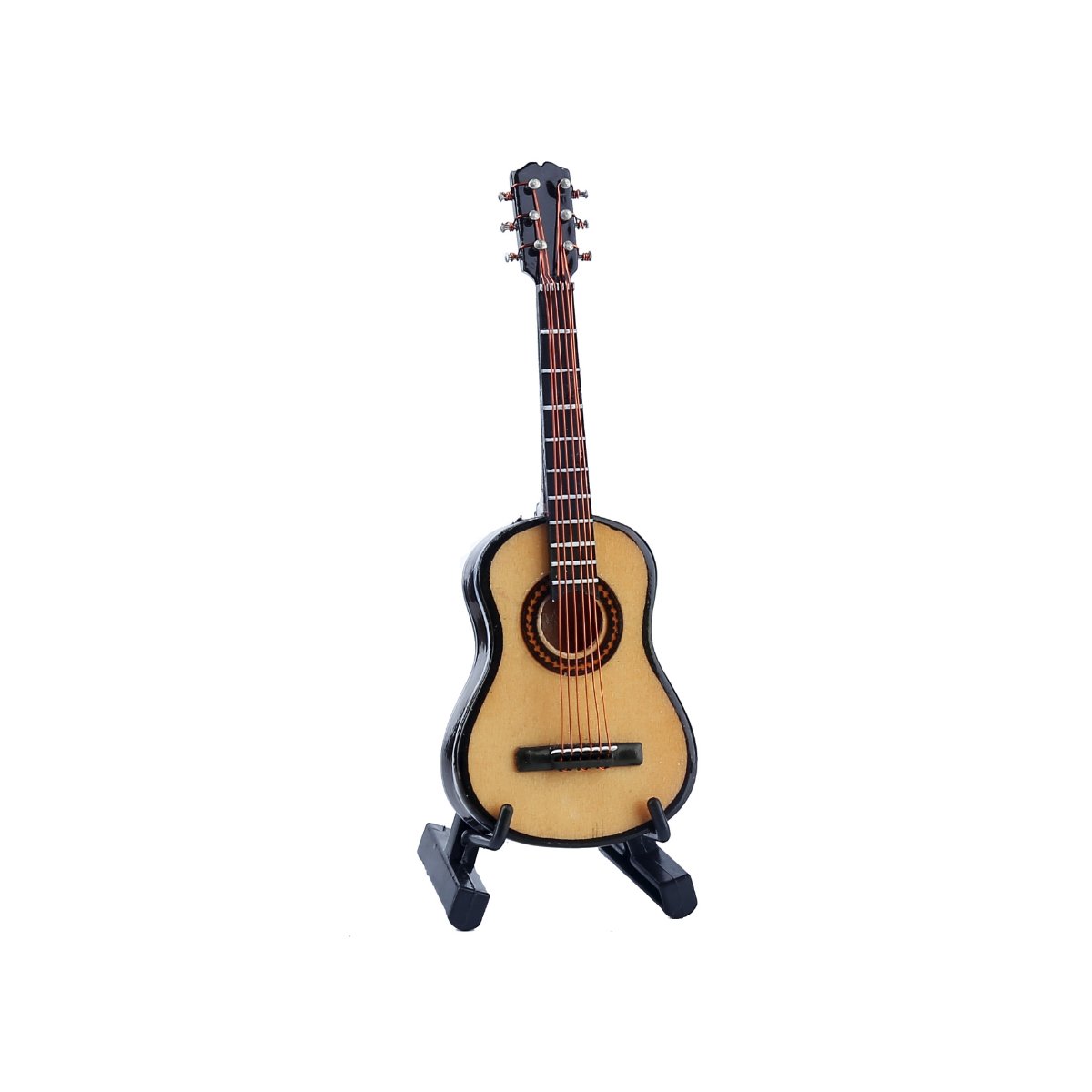 Dselvgvu Wooden Miniature Guitar with Stand and Case Mini Musical Instrument Guitar Replica Collectible Figurines Dollhouse Accessories Model Home Decoration Display Ornament (3.94
