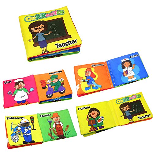 Tangomall Baby's First Non-Toxic Soft Cloth Book Set- Crinkle,Colorful - Pack of 6 for Toddlers