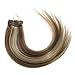 Emosa 7Pcs 70g 100% Real Full Head Remy Human Hair Clip In Extensions #4/613 Medium Brown Mixed With Light blonde Silky Soft
