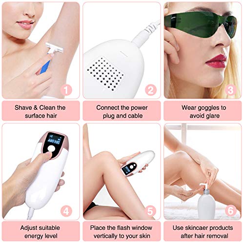 IPL Hair Removal System, Portable Permanent Hair Removal Device for Home Use, 990,300 Flashes Painless Hair Removal for Women and Men (Rose gold) - Thumbnail 6