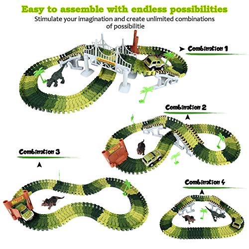 image for aPerfectLife 142 Pieces Easy to Assemble Dinosaur Car Race Tracks Jura