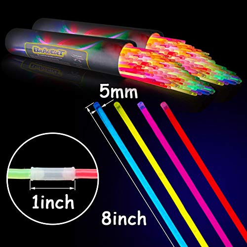 200 PCS Glow Stick Bracelets Glow in the Dark Sticks with Connectors Perfect for Birthday Parties, Party Favors, Camping Trips, July 4th, Christmas