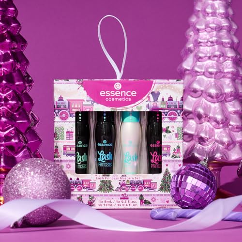 essence Lash Princess Mascara Holiday Gift Set | 4 Vegan & Cruelty-Free Mascaras | False Lash Effect, Waterproof, Primer, Curl & Volume | Stocking Stuffer for Beauty Lovers