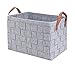 Collapsible Storage Basket Bins, Foldable Handmade Rectangular Felt Fabric Storage Box Cubes Containers with Handles- Large Organizer For Nursery Toys,Kids Room,Towels,Clothes, Grey （16
