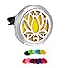 HOUSWEETY Car Air Freshener Aromatherapy Essential Oil Diffuser - Lotus Stainless Steel Locket,11 Refill Pads (Lotus-30mm)
