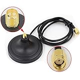 HUACAM HCM38N Wi-Fi Antenna Magnetic Stand Base RP SMA Connector with 3m Extension Cable[Upgrade, Better Performance]