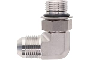 TITAN FITTINGS | 6801-04-08 | 90° Elbow 1/4" Male JIC (7/16"-20 thread) x 1/2" ORB (3/4"-16 thread) Male