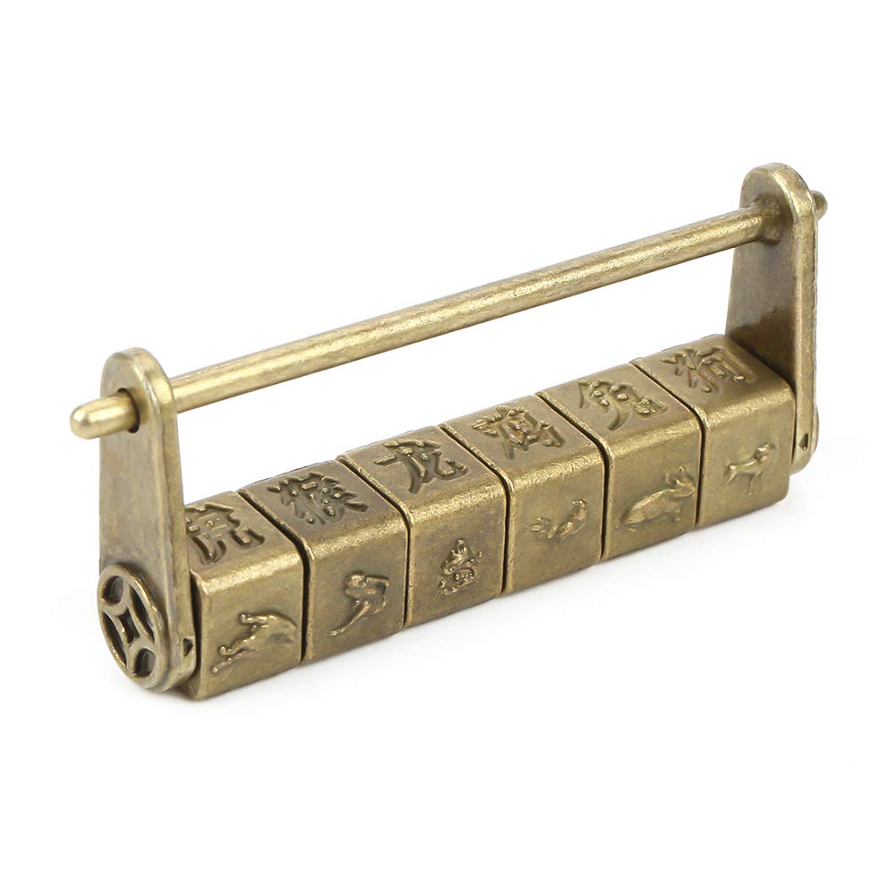 Retro Padlock, Classic Ancient Style Chinese Combination Lock for Jewelry Box/Drawer/Cabinet/Gift Box/Suitcase etc.Chinese Characters as Password