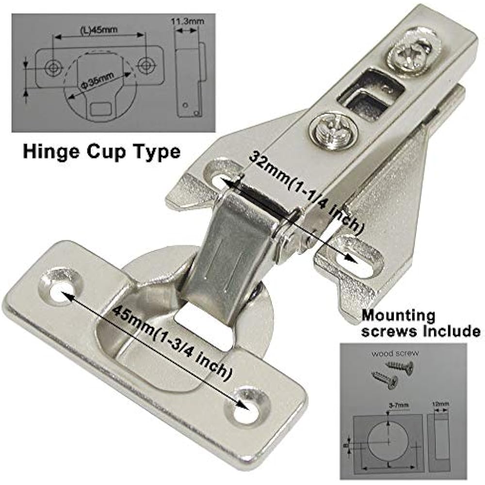 1 Hinges Pair(2pcs) Face Frame Concealed Kitchen Door Full
