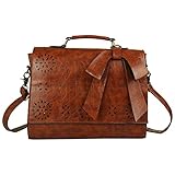 Ecosusi Women Large Vintage Leather Saddle Messenger Bag Handle Briefcase Handbag Satchel