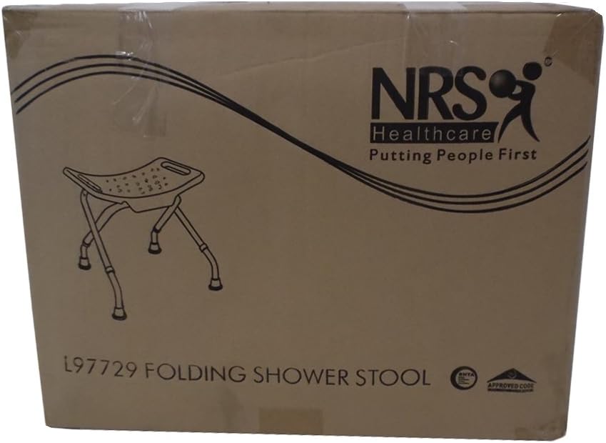 NRS Healthcare L97729 Portable Shower Stool - FOLDABLE, White, 30cm (H) x 10cm (W) x 40cm (D) - Image 5