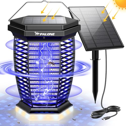 Photo 1 of PALONE Solar Bug Zapper Outdoor, 3 in 1 Mosquito Zapper with 3.5m Extended Solar Panel, 4500V Electric Bug Zapper Indoor, Fly Zapper with 7 Lighting Modes for Outdoor Courtyard Backyard Garden