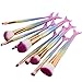 CINIDY 10pcs Mermaid Makeup Brush Set Synthetic Kabuki Foundation Blending Blush Eyeliner Face Powder Brush Makeup Brush Kit Beauty Cosmetic Tools