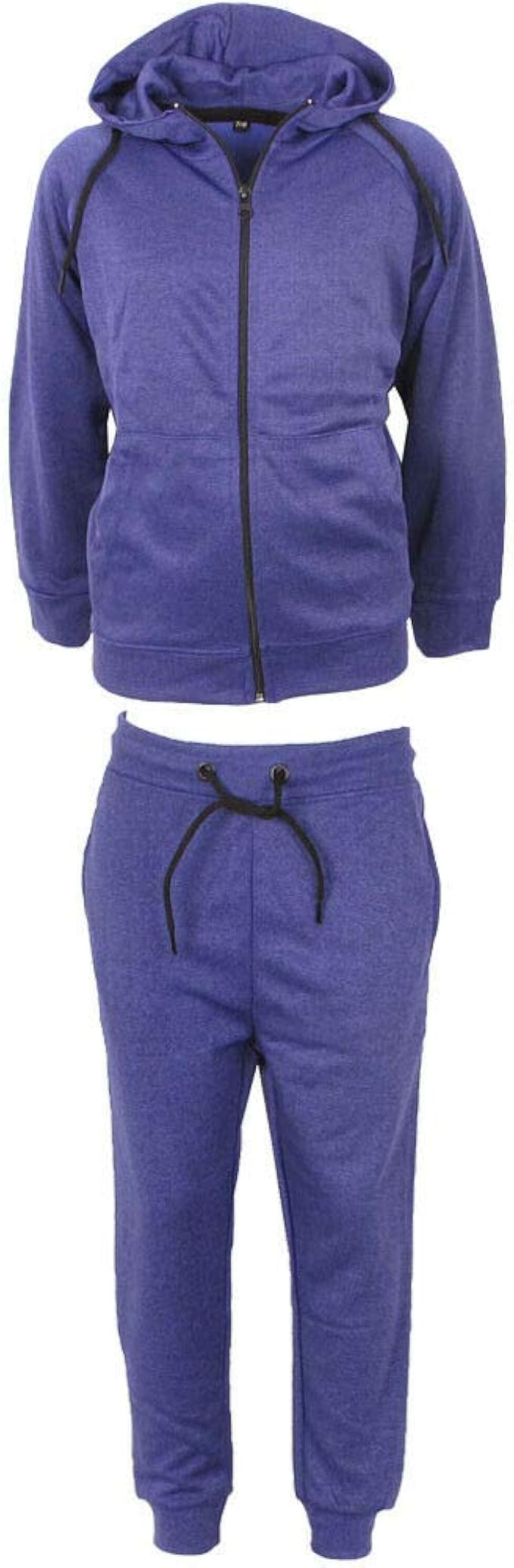 Boys Tracksuit Set Kids Plain Hooded Jogging Jogger Bottoms Zip Up