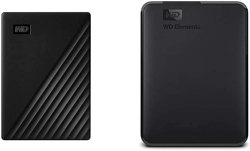 WD 1TB My Passport Portable External Hard Drive, Black - WDBYVG0010BBK-WESN & 2TB WD Elements Portable External Hard Drive, USB 3.0 - WDBU6Y0020BBK-WESN