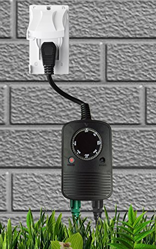 ECOPlugs Waterproof Mechanical Outlet Timer Switch with photosensor (2 outlets)