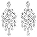BriLove Silver-Tone Dangle Earrings Women's Vintage Style Bridal Crystal Drop Hollow Filigree Chandelier Earrings Clear