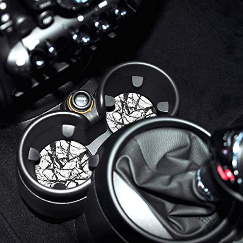 Absorbent Stone Car Coasters for Drinks, Black Marble Style Absorb Condensation for protect the Car cup holder and keep your car clean,Small 2.6" Diameter,Set of 2 - Thumbnail 5