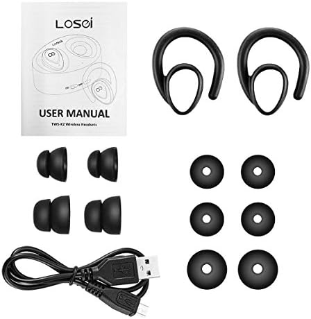 Losei Accessories Ear Hooks, Ear Caps, USB Cable,User Manual Matching with TWS-K2 Bluetooth Headphones