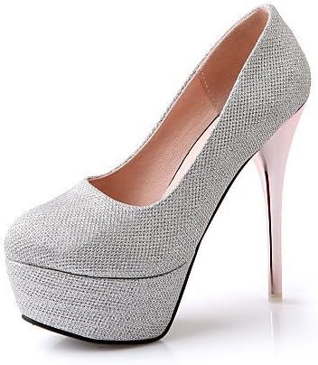 silver round toe heels
