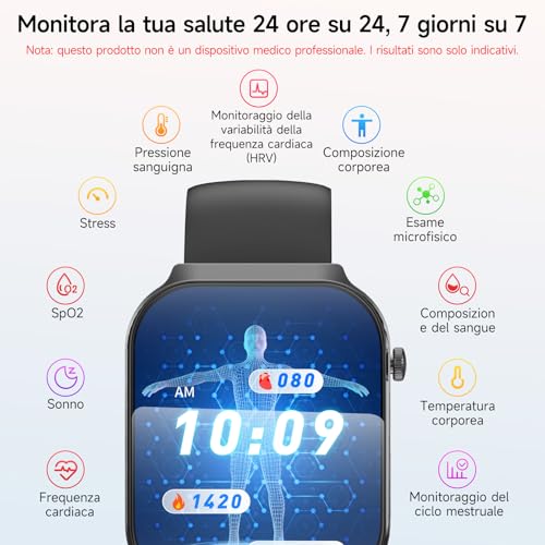 Lgnitek 2026 New Smartwatch with ECG, 2.2 Inch Curved Watch with Blood Pressure/HRV/SpO2/Uric Acid/Emotions/Fatigue/Sleep/Heart Rate Monitor for Men Fitness Tracker, IP68 iOS Android