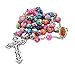 Amazon Selling Soft Ceramic Necklace 8 mm Color Round Bead Cross Christian Catholic Men's and Women's Universal Necklace