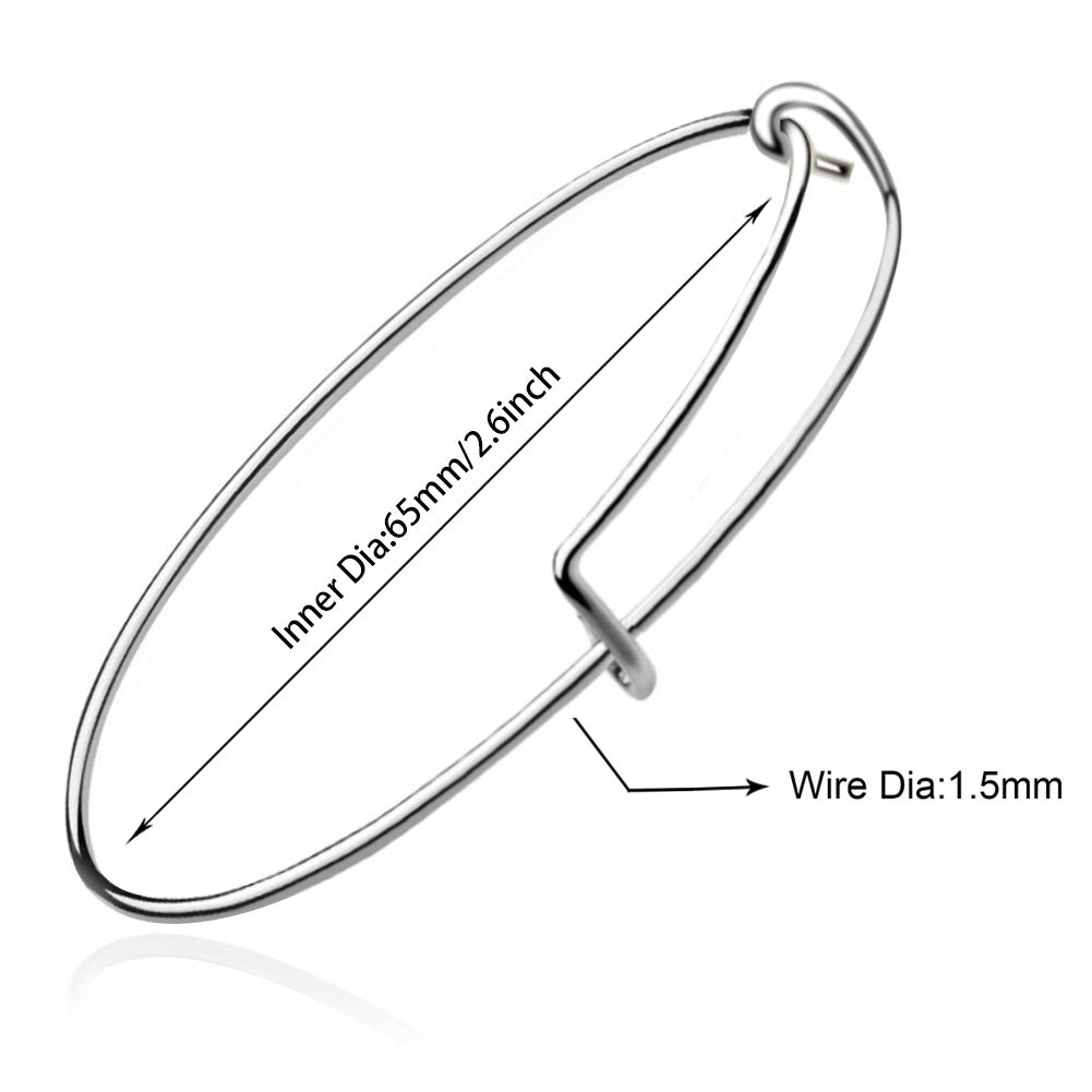 UPINS UPINS 60 Pcs Expandable Bangle Bracelets, Adjustable Stainless Steel Wire Blank Bracelets Bulk for Women DIY Jewelry Making 2.6inches