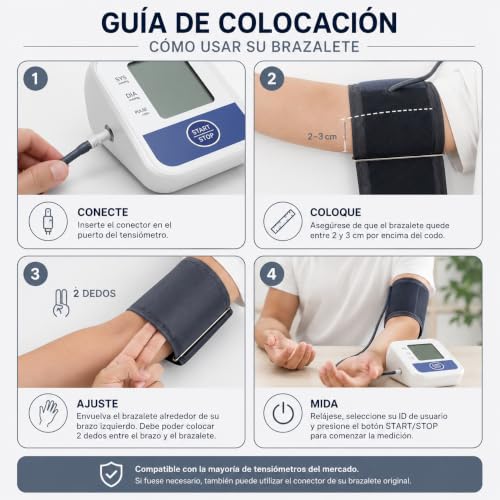 Universal Arm Blood Pressure Monitor Arm Cuff 22-42cm with 6 Connectors | Compatible with Omron, Beurer, Medisana and A&D | Replacement Sleeve for Blood Pressure Monitor