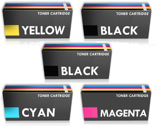 Set of 5 Compatible High Yield Laser Toner Cartridges for OKI C301 (44973536, 44973535, 44973534, 44973533) Series - ONE SET PLUS ONE BLACK