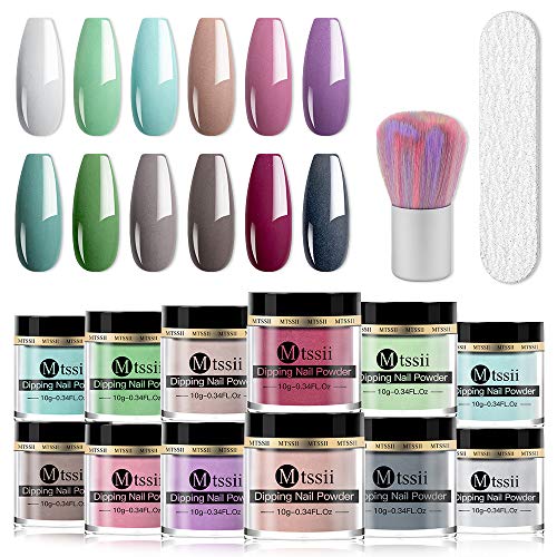 MTSSII Dip Powder Kit 12 Color Powder Refill Set Nail Dip Powder Kit