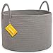 OrganiHaus Woven Laundry Basket, Large Cotton Rope Blanket Holder with Handles, Soft & Sturdy Nursery Hamper, Decorative Toy Bin for Living Room Organization 20x13 inches - Gray