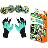 M.X Garden Genie Gloves with Fingertips Uniex Claws on Each Hands Quick &amp; Easy to Dig and Plant Safe for Rose Pruning - Green(1 pair)