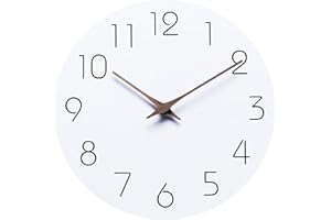 Wall Clock 10 Inch White Silent Non Ticking Wall Clocks Battery Operated - Simple Minimalist Wooden Clock Decorative for Kitc
