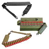 ATG Padded Shoulder 2 Two Point Shotgun Bandolier Sling Holds 15 Shotshells Sling Swivels Elastic Band 10 12 20 Gauge GA (Black)