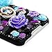 S5 Case - Mavis's Diary 3D Handmade Bling Crytal Luxury Full Diamond Case Music Note Blue Purple Flower Shiny Sparkly Glitter Mysterious Rhinestone Hard Black Cover for Samsung Galaxy S5 SM-G901